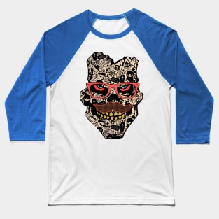 Mustache Skull Baseball T-Shirt